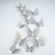 Hxoliqit Metal Texture 3D Stereoscopic Hollow Simulation Butterfly Wall Stickers 12 PCs Wall Decoration Removable Sticker(Silver) for Wall Decor